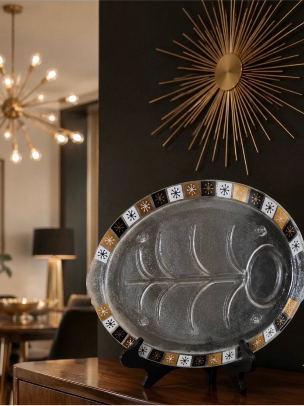 Mid-Century Modern 1950-60’s Original Vintage Atomic Starburst Fine Art Platter - Picture 5 of 16